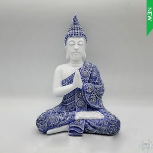 Bouddha bleu et blanc 16''h mx3