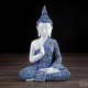 Bouddha assis blanc et bleu  III 8x4x11