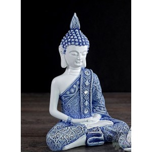 Bouddha bleu et blanc 5x3x7
