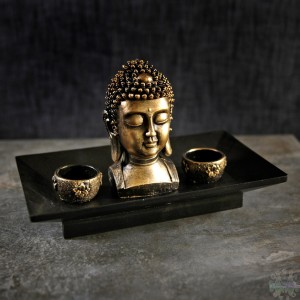 Bouddha double chauffe-plats 11''l,,