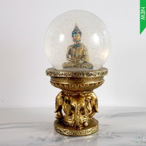 Bouddha boule de verre brillante sur base